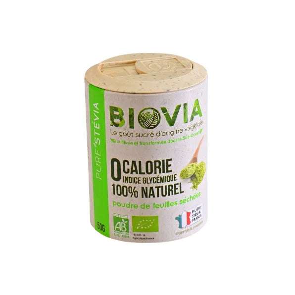 Biovia -- Stévia en poudre bio (sucrant sans calories) (origine france) - 50 g